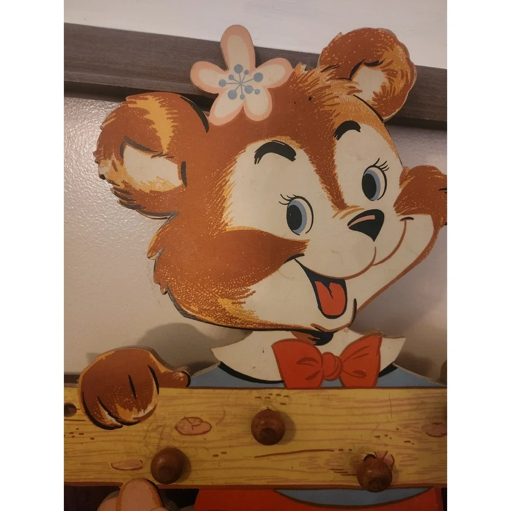 Vintage 1960s Bear Wall Hooks Kitchy Nursery Kids Room‎ Composite Dolly Toy Co